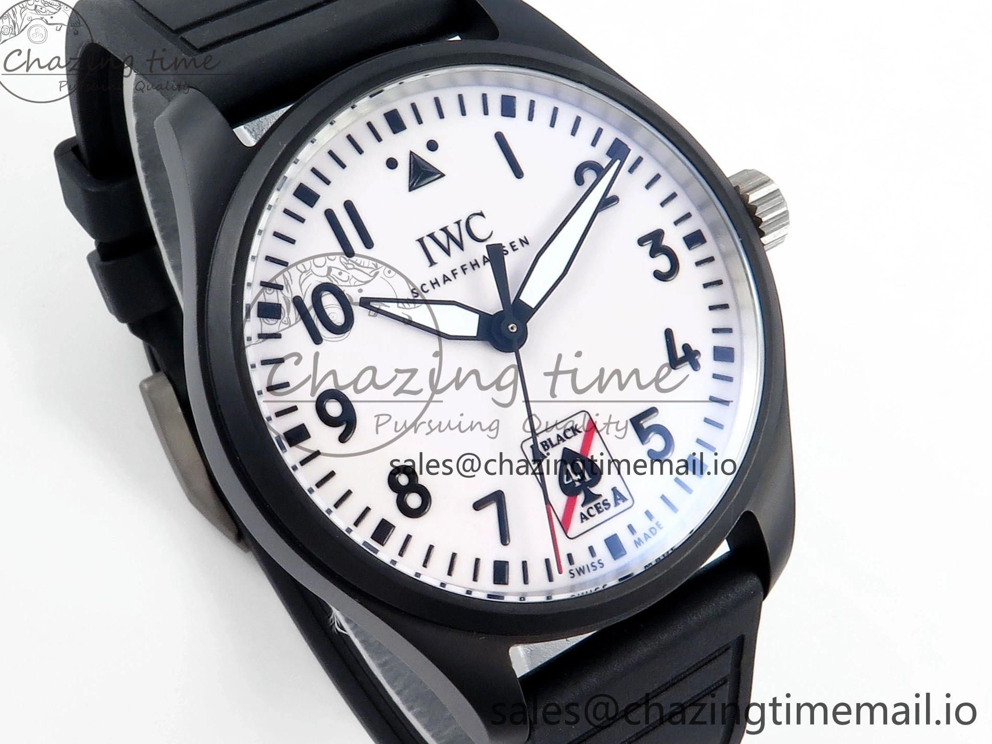 MIROTIME 0117 TravelReady Pilot IW326905 Black Aces M+F 1:1 Best Edition White Dial on Black Rubber Strap MY 7000